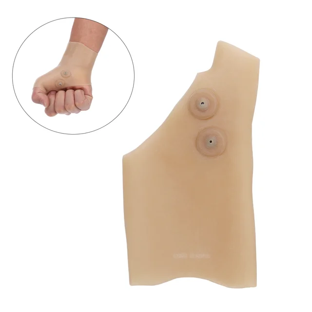 손 관절염 통증 완화를 위한 엄지 구멍이 있는 단일 마그네틱 실리콘 손목 지지대 보호대