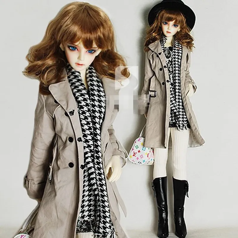 

Classic long windbreaker Coat +Scarf Unisex for BJD 1/4 MSD,1/3 SD10,SD13,SD17 Uncle Doll Clothes CWB105