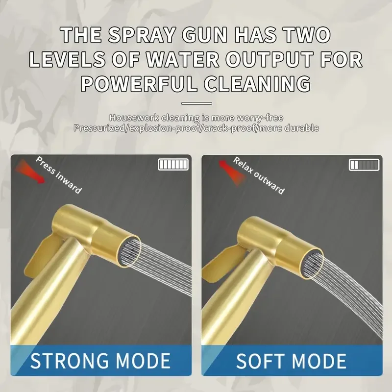 1 Set Golden Toilet Handheld Bidet Sprayer, Stainless Steel Bathroom Companion, High-Pressure Shower Kit, 59-Inch Flexible Hose,