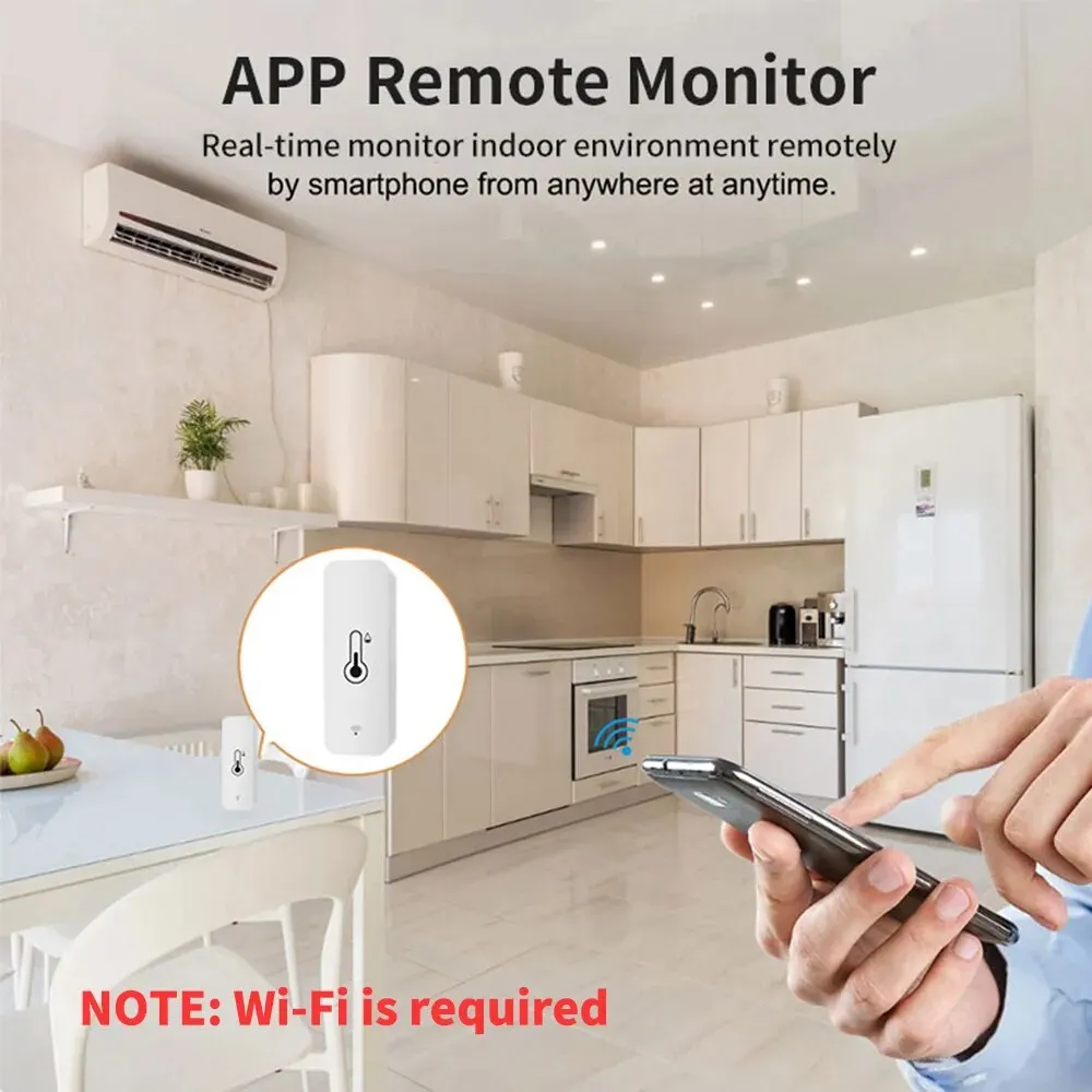 Smart WiFi Zigbee Temperature and Humidity Sensor - Wireless Indoor Monitoring with Voice Control Compatibility