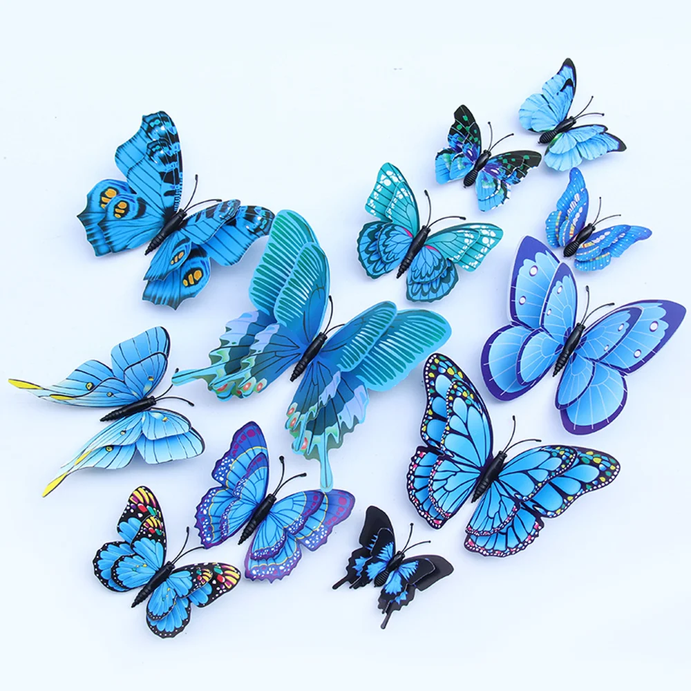 Butterfly Decoration 12PCS/Lot PVC Artificial Colourful Butterfly Decorative Stakes Wind Spinners Garden