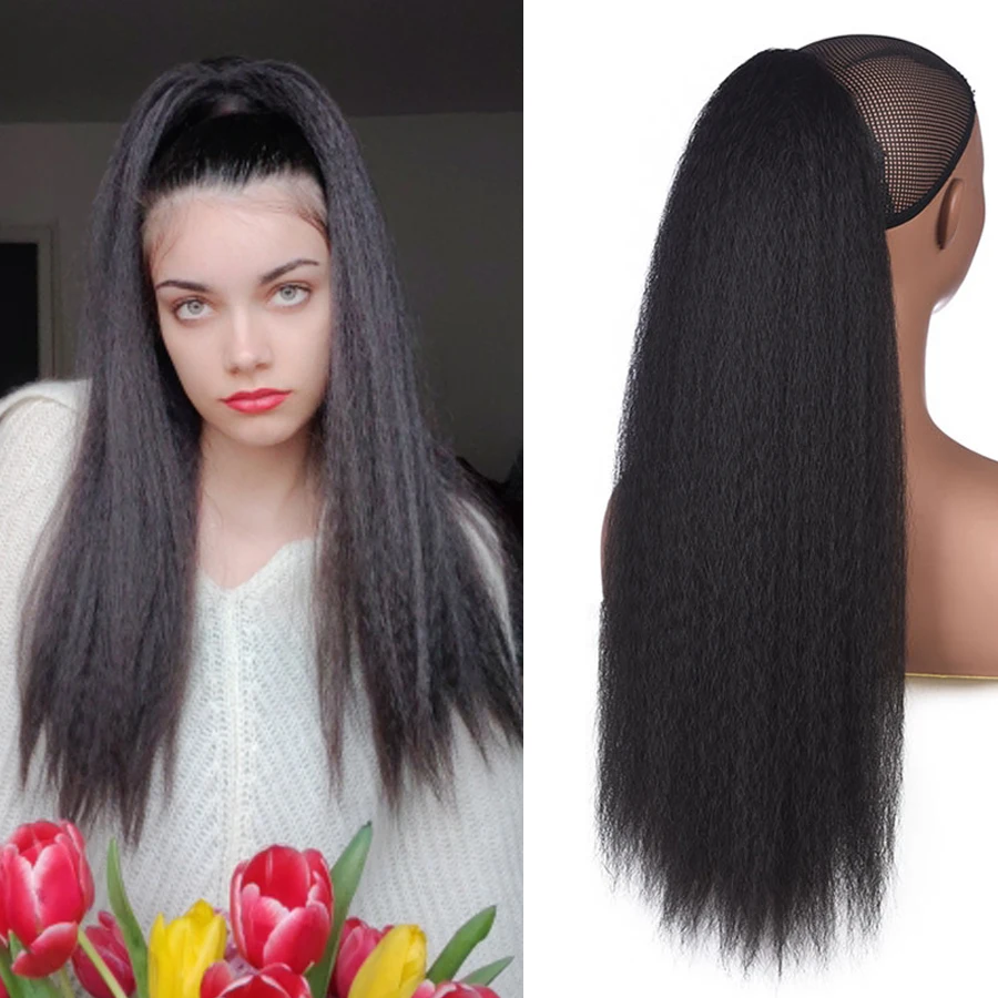 New Afro Ponytail Kinky Straight Ponytail Summer High Puff Hairpiece