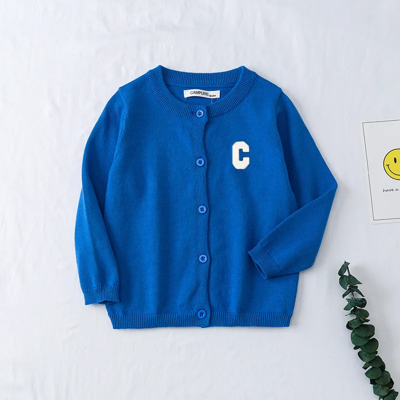Autumn Kids Cardigan Sweaters Baby Girl Clothes Cartoon Letter Solid Cotton Sweater Boys Children Clothing Knitted Kids Sweaters