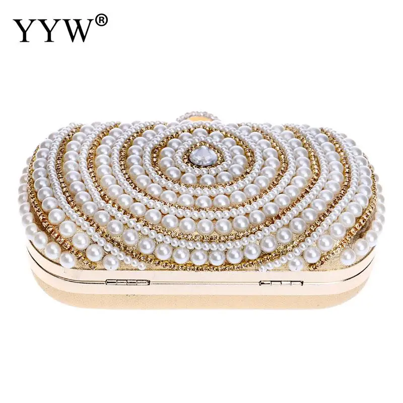 Luxury Rounded Crystal Bead Diamond Evening Bags Women Wedding Party Pearl Clutch Purse Lady Rhinestone Handheld Banquet Wallet