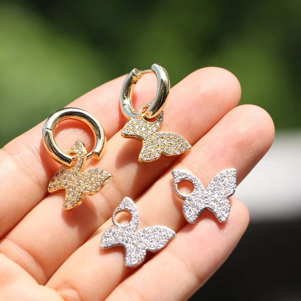 

5 Pairs, Crystal Zircon Butterfly Gold / Silver Color Hoop Earrings For Women Girl Trendy Hip Hop Animal Earrings 2020 Jewelry