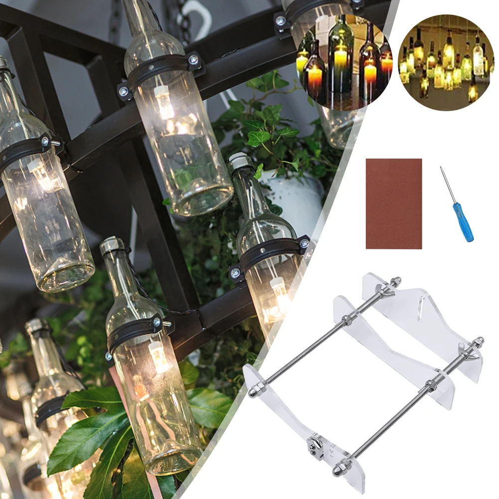 Glass Sculptures Cutter Machine Adjustable Glass Cutter Bundle DIY for Wine Beer Liquor Whiskey Champagne