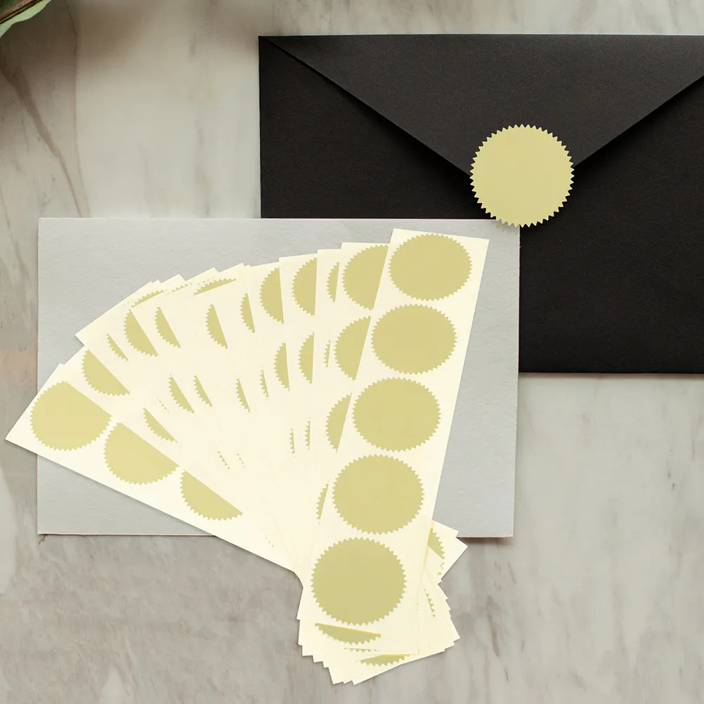 200Pcs 탬퍼프루프 톱니 모양 엠보싱 스티커 상장용 금색 금속 호일 엠보서 씰 북 스탬프 공식