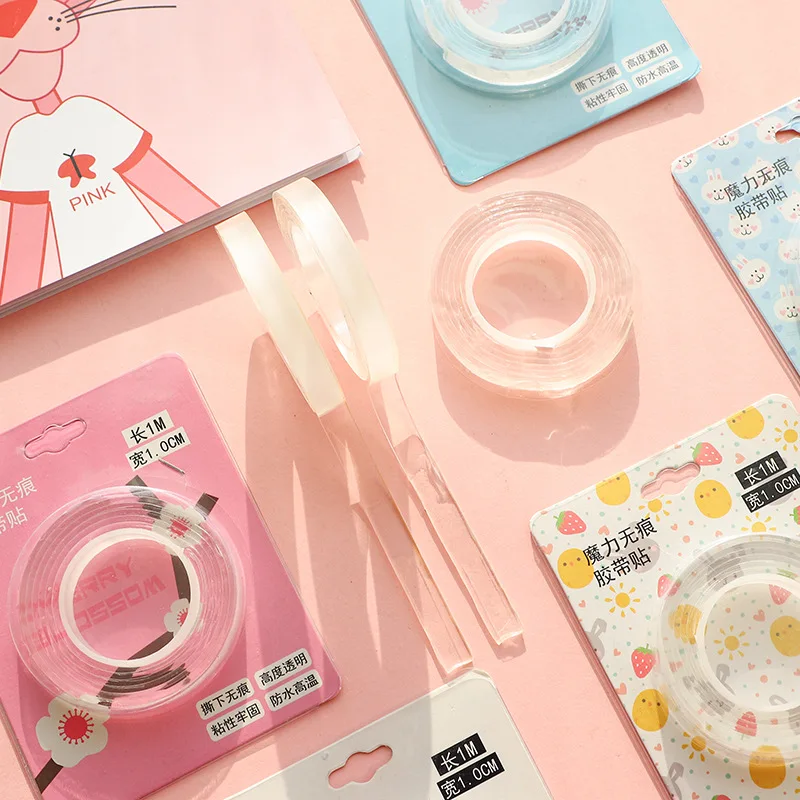 양면 테이프 강력한 재사용 가능한 접착제 투명 이동식 벽 테이프 가정용 방수 장착 스트립