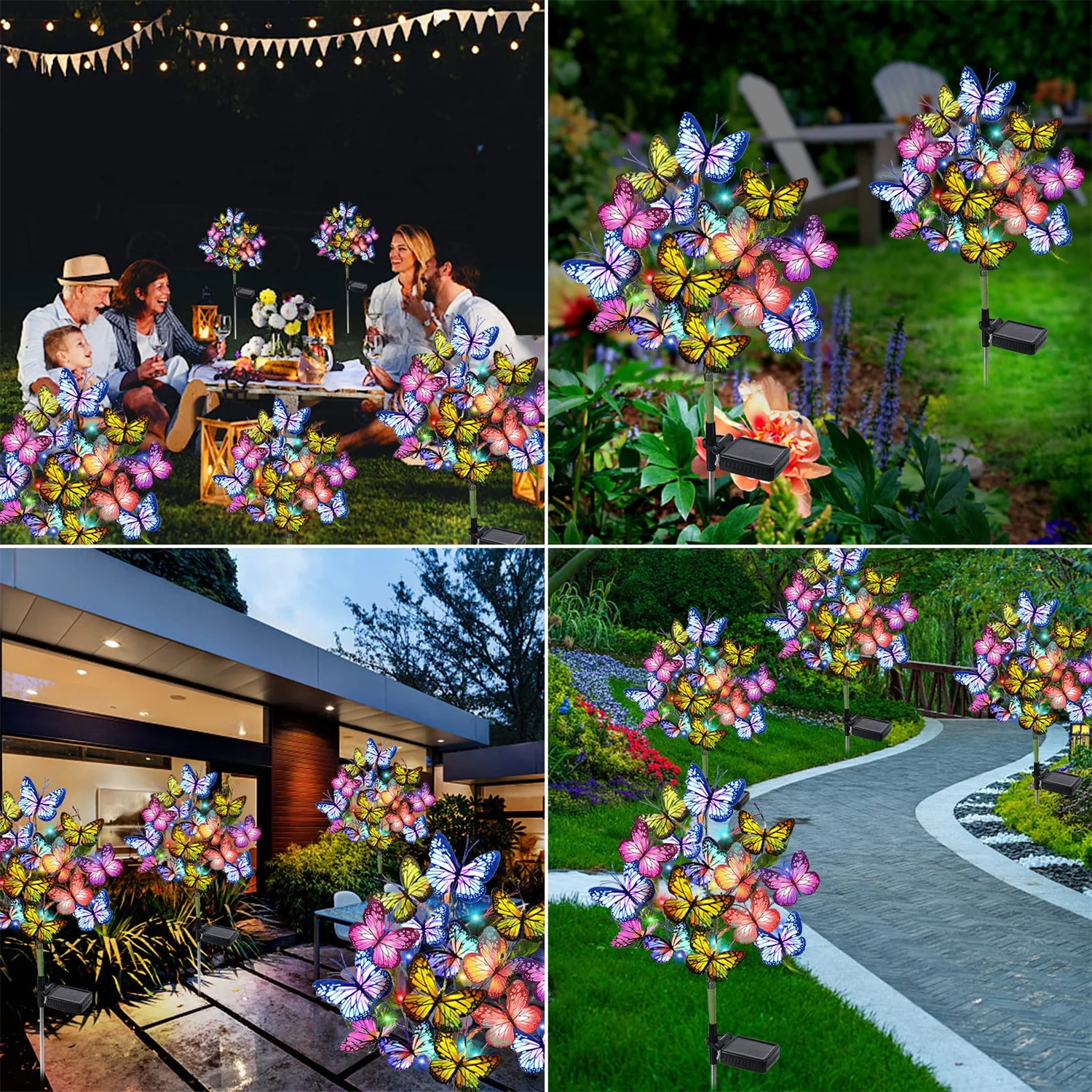 LED Solar Butterfly Solar Lights Outdoor Landscape Lights IP65 Waterproof for Yard Lawn Garden Walkway Decorative Path Lighting 6