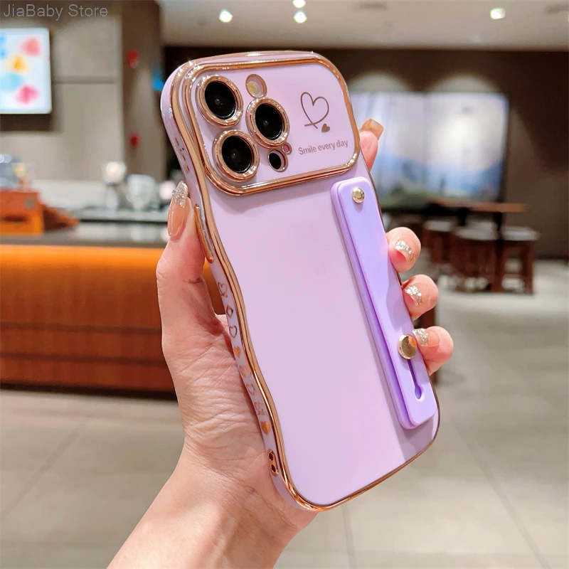 Glitter Camera Protection Luxury Jellewed Heart Holder Liquid Soft Phone Case For iPhone 11 12 13 14 15 16 Plus Pro Max Cover_voghion.com