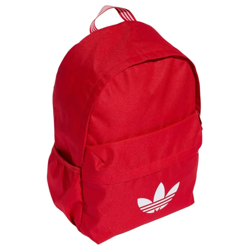 adidas Originals Trefoil 18.7L ADICOLOR 로고 프린트 다용도 스포츠 백팩 재활용 폴리에스테르 남녀공용 커플 스타일 레드 JX0215