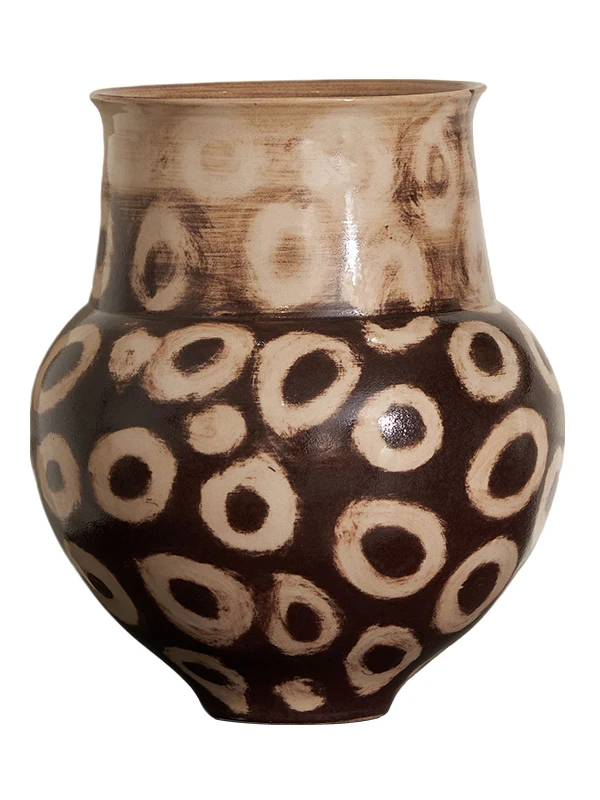 모던 심플리티 아메리칸 레트로 수제 세라믹 스팟 빅 칼리버 꽃병 거실 장식품