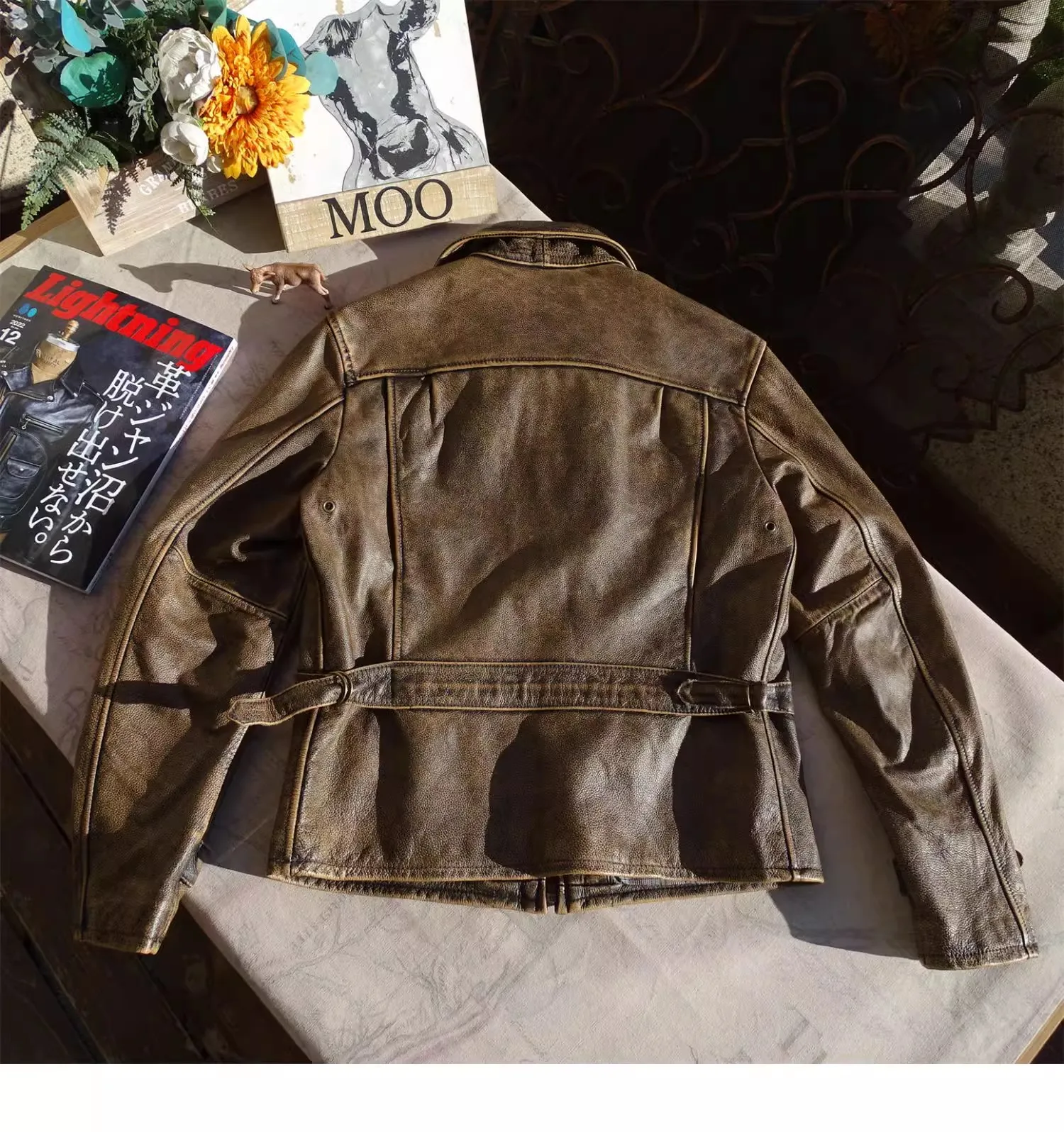 CC Shop Best.100% 천연 매트 소가죽 재킷, 남성용 빈티지 다크 브라운 캐주얼 가죽 코트, 플러스 사이즈 슬림핏 소프트 가죽 의류