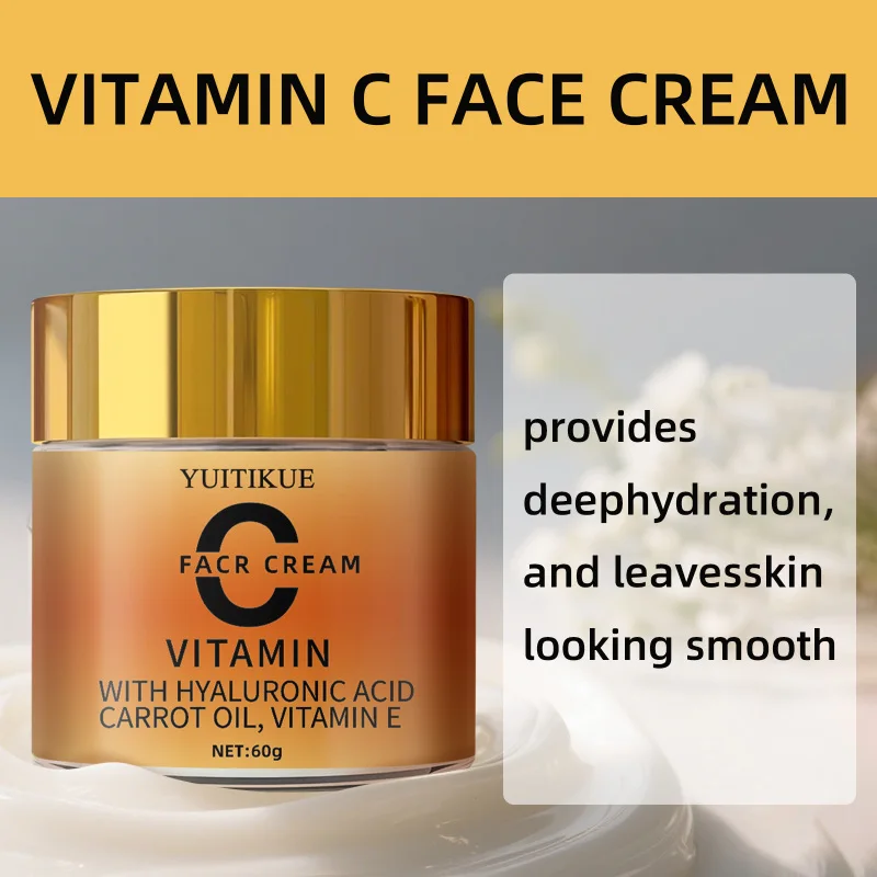 60g Vitamin C Cream with Ascorbic Acid Hyaluronic Acid Carrot Oil Keeps skin hydrated, moisturizes and provides long-lasting hyd