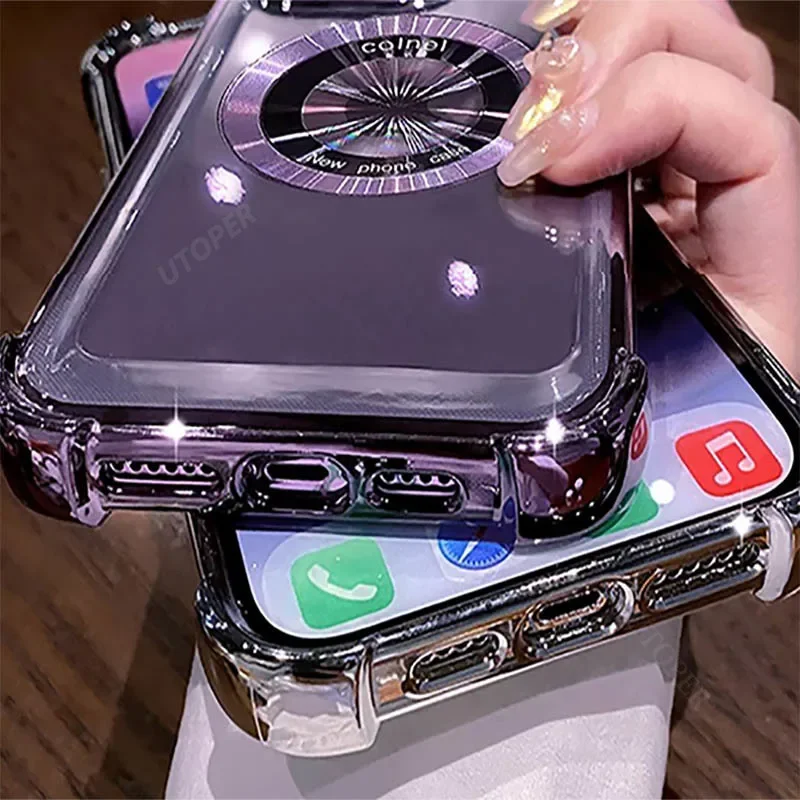 Luxury Simplicity Plating Shockproof Phone Case with Magnetic Wireless Charging Compatibility