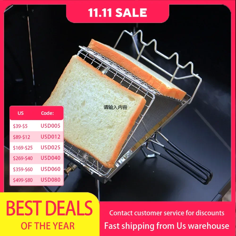 Camping Stove Toaster Foldable Portable Stable Structure Stainless Steel Outdoor Stovetop Toaster for Picnic
