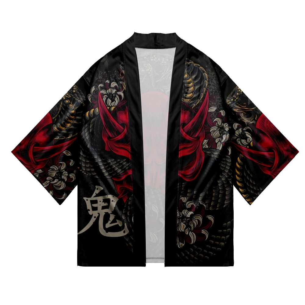 Snake Demon Print Coat Japanese Kimono Cardigan Female Haori Yukata Cosplay Samurai Male Traditional Costume Harajuku Beach Robe japanese kimono japanese kimono cardigan japanese kimono shirt