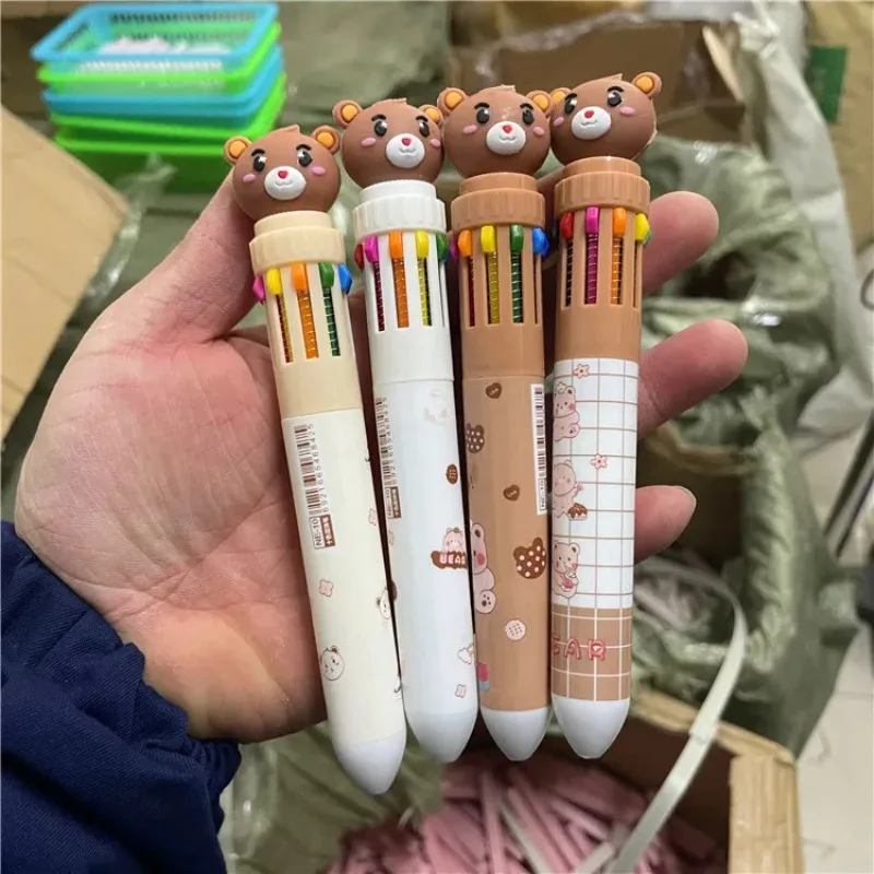 Penna a sfera retrattile multicolore, 10 in 1 colorato cartone animato animato animale penna a sfera per ufficio forniture scolastiche studenti regalo per bambini, ricarica 0,5 mm, confezione da 6
