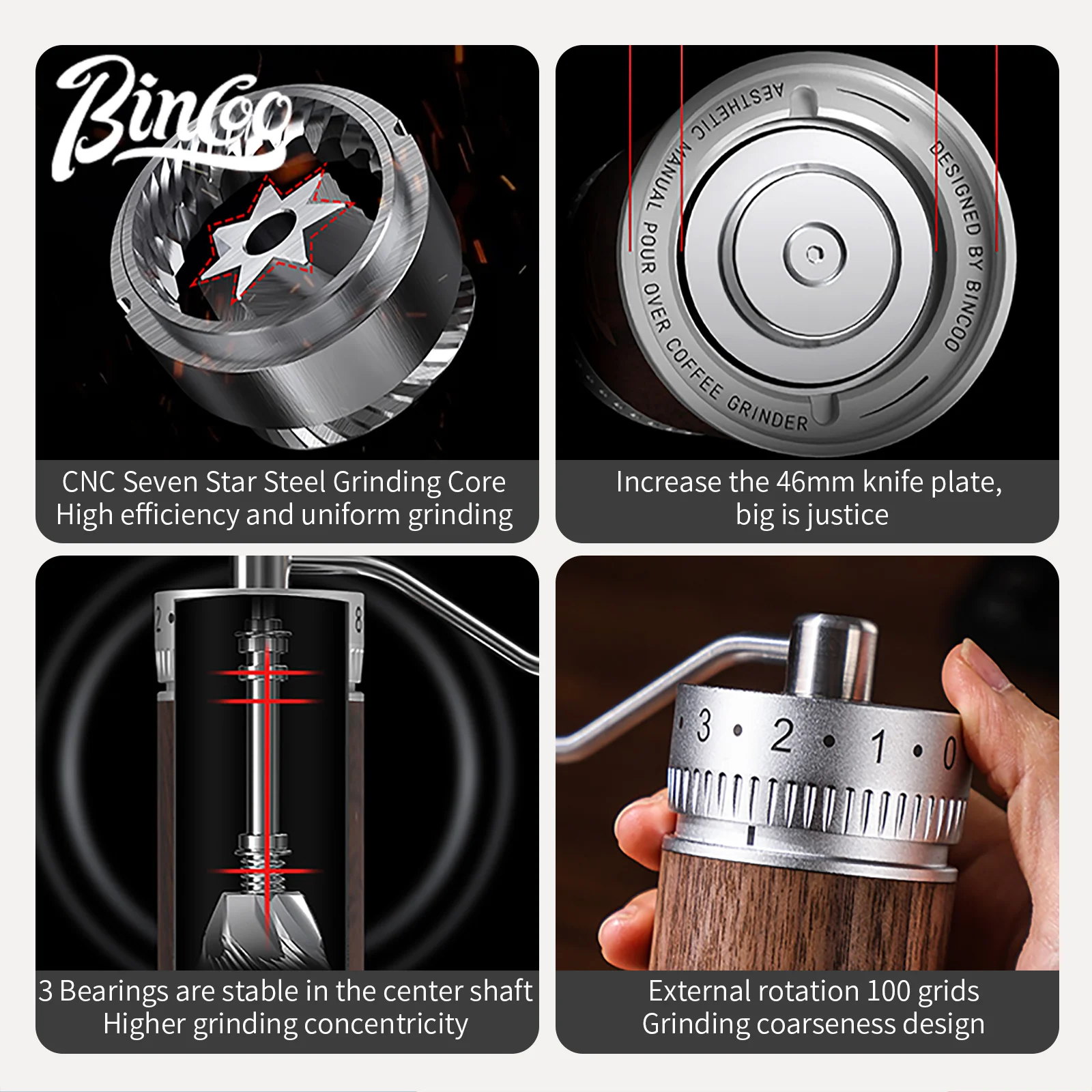 مطحنة قهوة يدوية من Bincoo، مطحنة لدغ قابلة للتعدي...