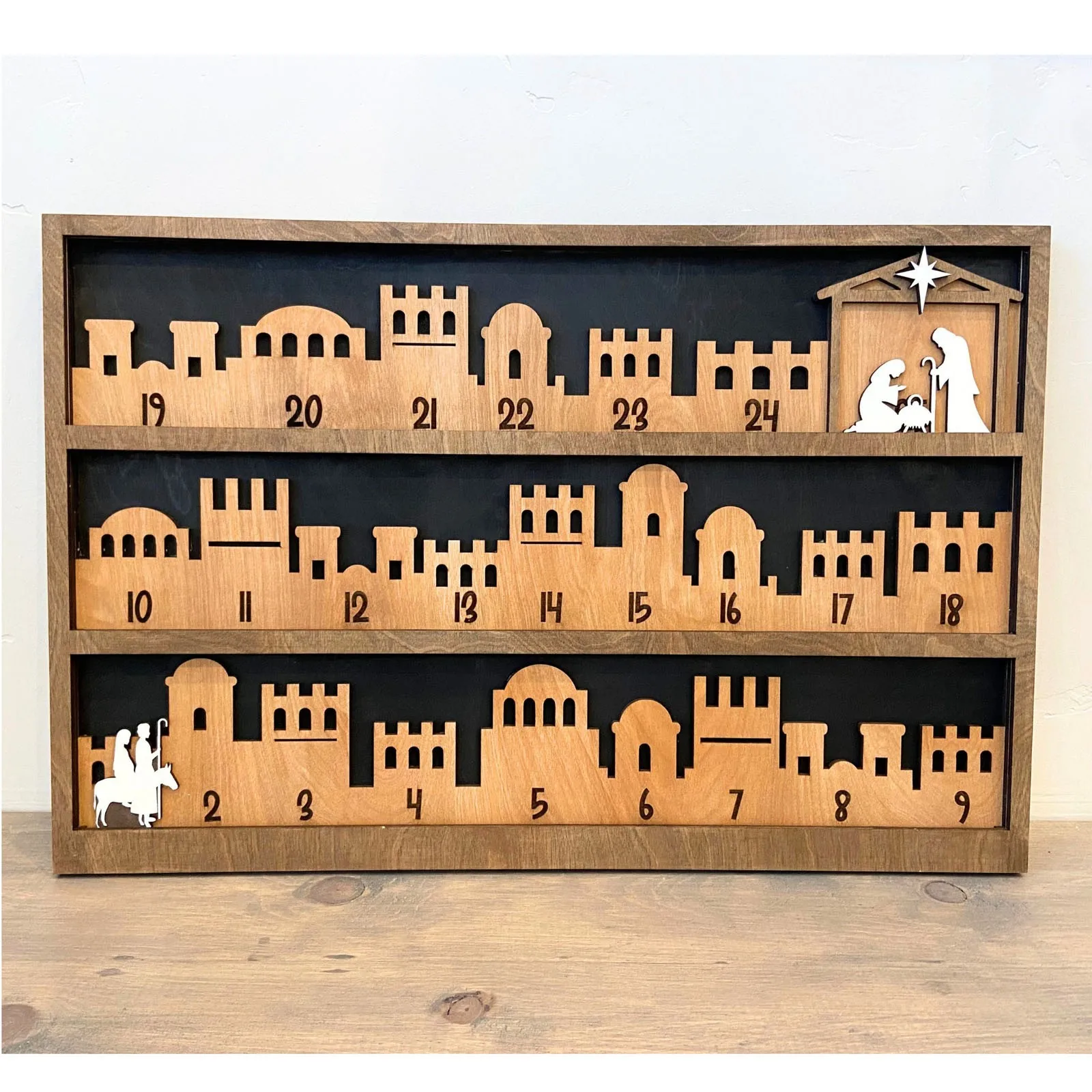 Wooden Nativity Advent Calendar Christmas Countdown Sign Jesus Religious Holiday Decor Christ Centered Christmas Decoration