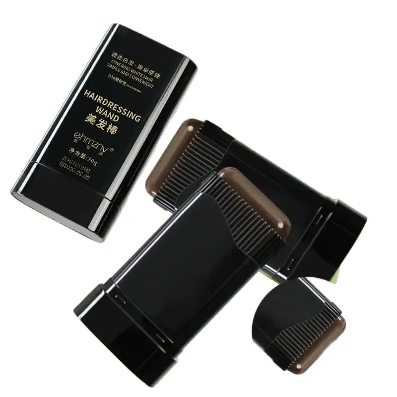 2in1 Hair Dye Stick with Comb Black Brown Coffee Long Lasting Temporary Hair Coloring Covered White Hairs Hairline Pen Washable