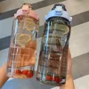 2L Portable Water Bottle Large Capacity Plastic Straw Water Cup Beverage Bottle,Outdoor Portable Sports Water Cup 2