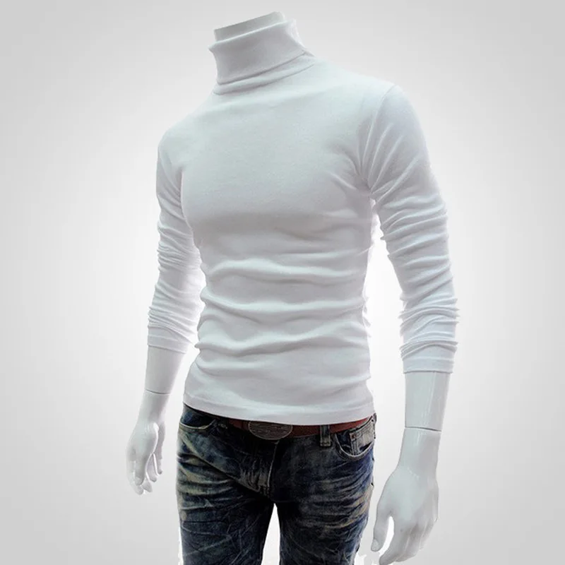 

New Men's Solid Color Modaltt-shirt Men's Turtleneck Long Sleeve Autumn And Winter Undershirt Men's Knitted Pullover