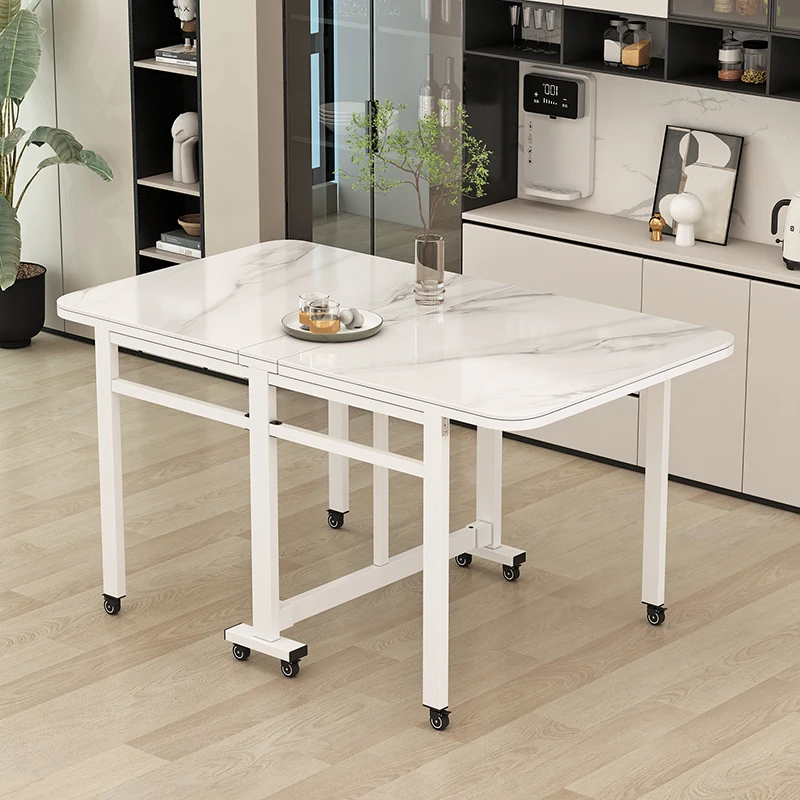 שולחנות אוכל מרובעים ניידים חסכוניים במקום ללא כיסא שולחנות אוכל קטנים עם גלגלים כסאות פרימיום רהיטי חדר