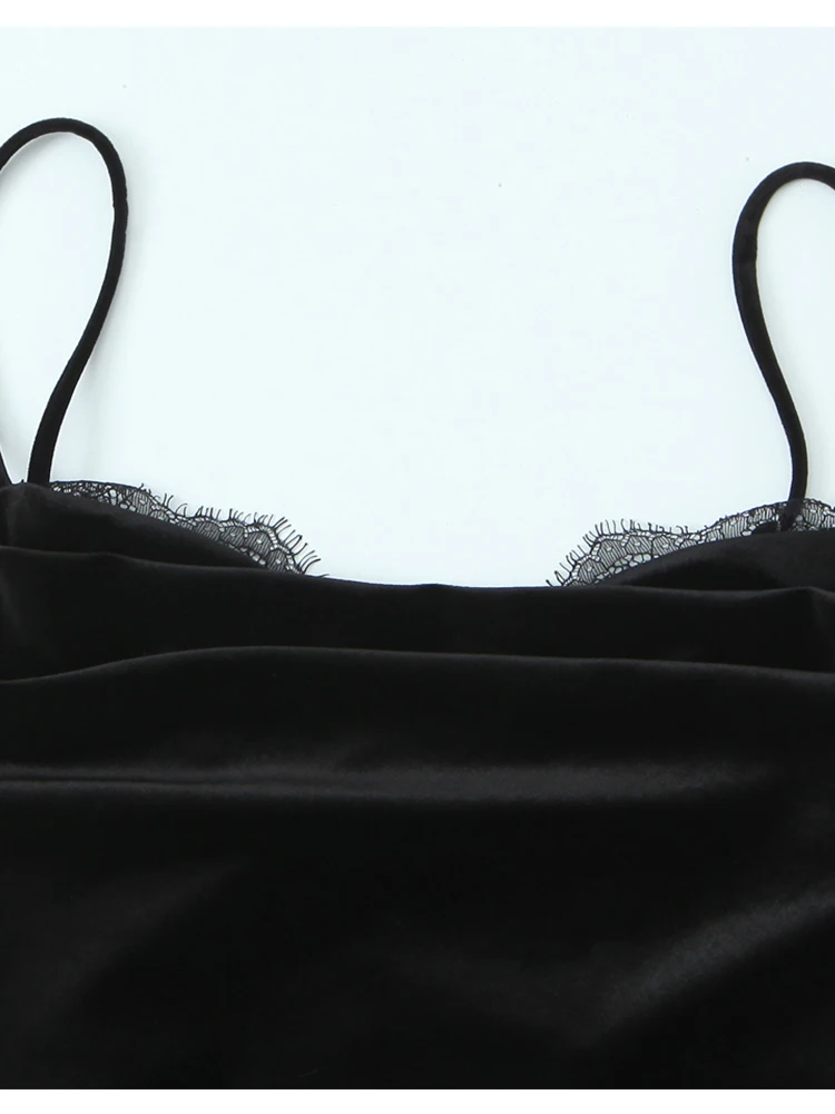 Women Fashion Lace Velvet Elegant Halter Dress Asymmetric Hem Dress Summer New Fashion Holiday Party Beach Dresses ﻿