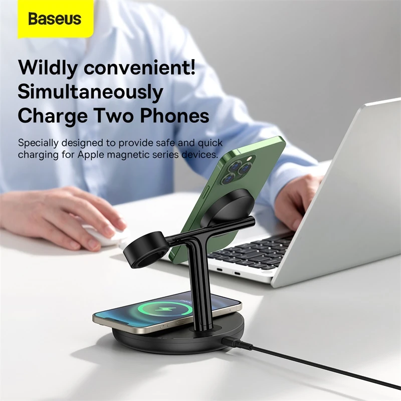 Baseus Swan 3 in 1 Magnetic Wireless Charger Stand 20W for iPhone 13 12 pro