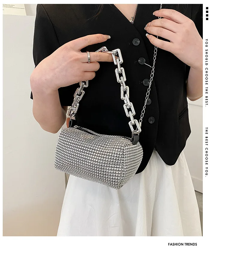 Bling Diamond Design Small Crossbody Messenger Bags for Women 2022 Summer Trend Luxury Fashion Travel Shoulder Handbags Purses