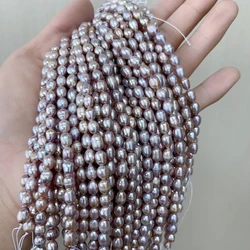 Polished Purple Rice Freshwater Pearl Beads - 4 - 5mm (Lavender)