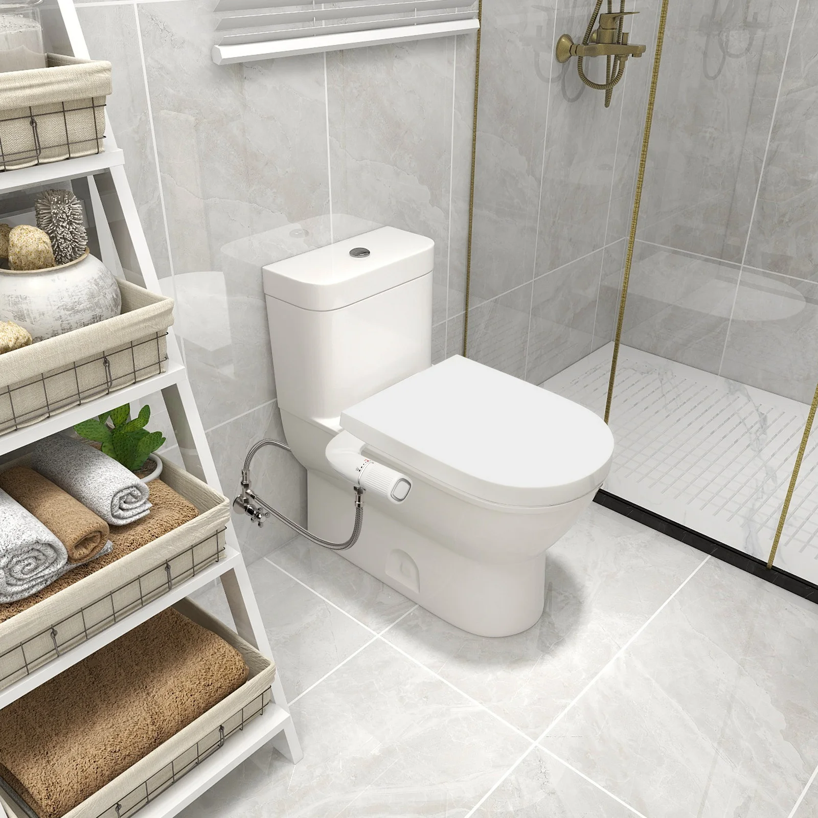SAMODRA Bidet Non-Electric Toilet Attachment Dual Nozzle Bidet Adjustable Water Pressure With Brass Inlet 5