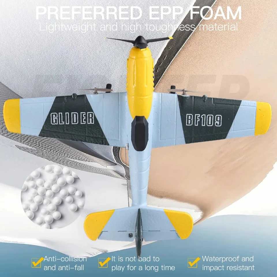 Z61 Plane BF109 Fighter 2.4G 3CH Smart Balance EPP Foam Gliders Fixed Wingspan RC Aircraft Children's Toys_voghion.com