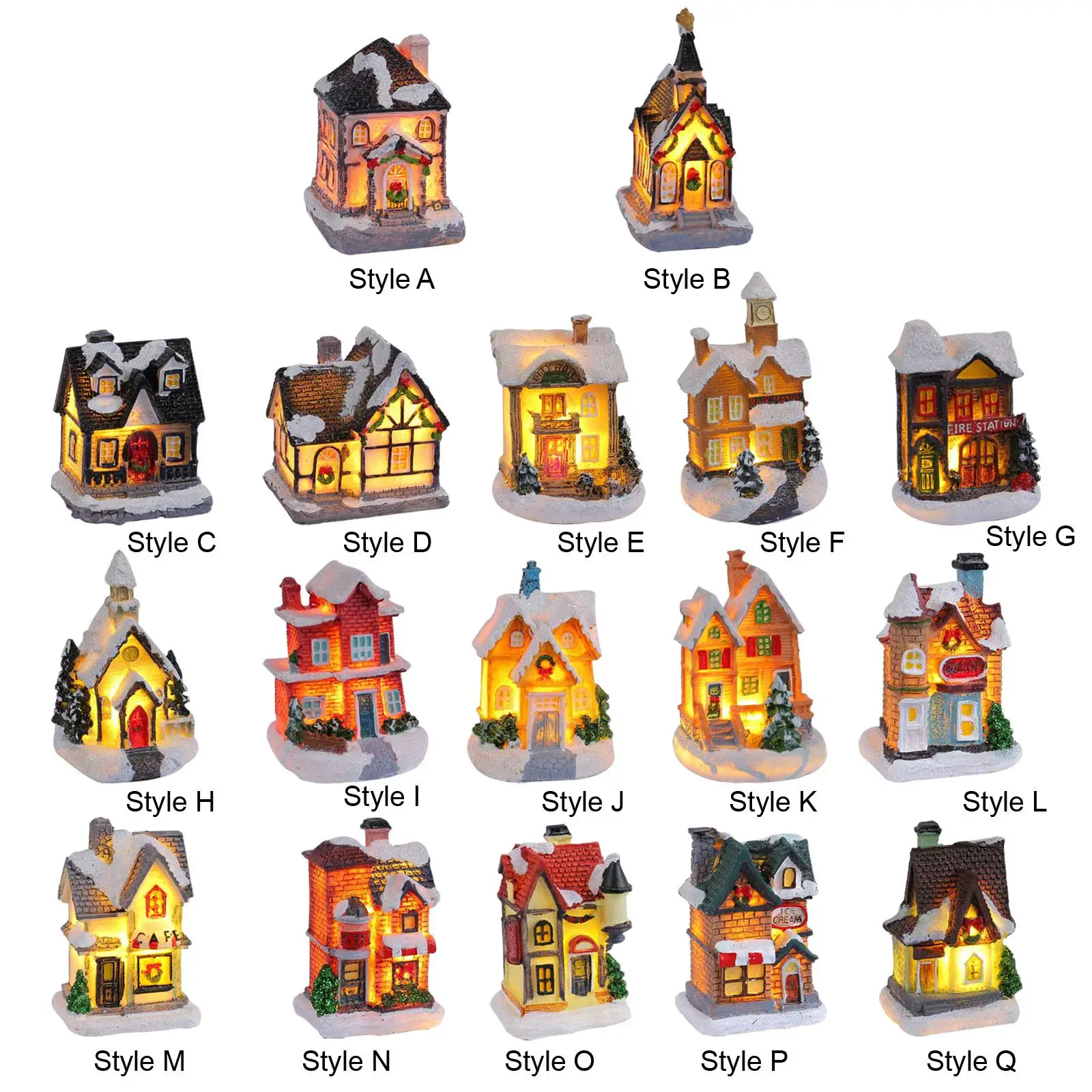 Christmas Snow Village House Desktop Decoration for New Year Bedroom Balcony