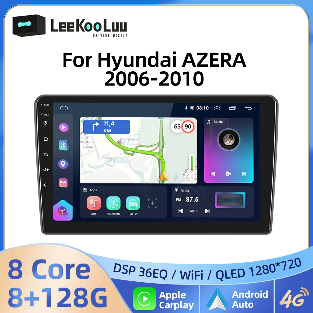 

Автомагнитола LeeKooLuu CarPlay на Android для Hyundai AZERA 2006-2010, автомобильный мультимедийный видеоплеер, 2Din Авторадио, 4G, Wi-Fi, GPS, стерео
