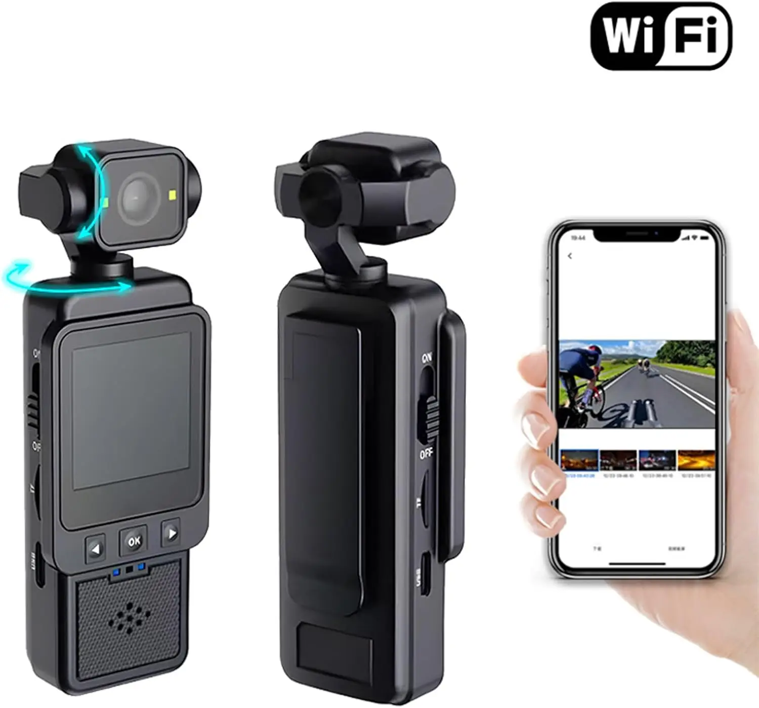 Mini Caméra Action 1080P Objectif Rotatif 360° Ultra Léger 150g - Sans Carte Mémoire