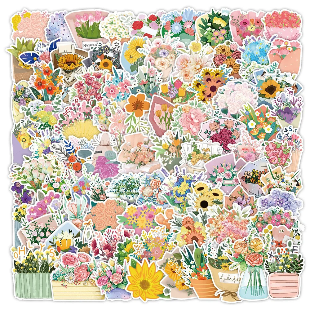 10/30/50/100pcs Cute Cartoon Flower Aesthetic Decoration Stickers Notebook Laptop Phone Diary Wall Stationery Sticker Kids Toys