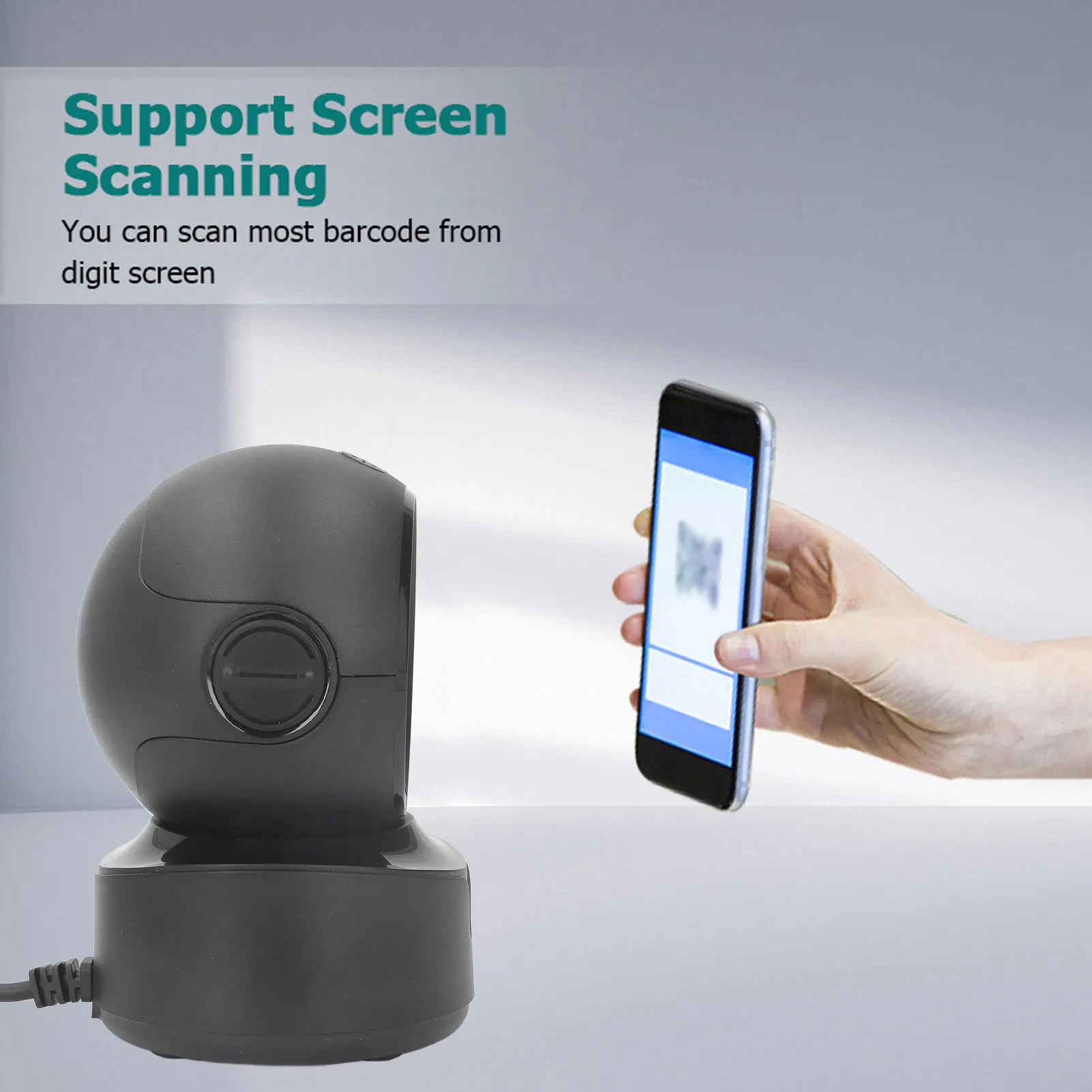 A1 Barcode Scanner Desktop Barcode Scanner Auto Sensing Omnidirectional USB Wired 1D 2D QR Bar  Reader for Retail Warehouse