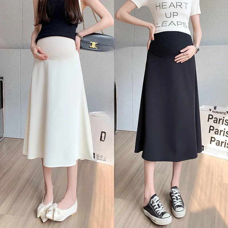 Summer Elegant French Style Maternity Blazer Skirt for Women Flattering High-Waisted A-Line Midi Skirt for Pear Body Shape