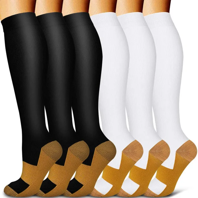 5/6 Pairs Men and Women Compression Socks Circulation Recovery Varicose Veins Nursing Travel Running Hiking Sports Socks 6 pairs-YY008