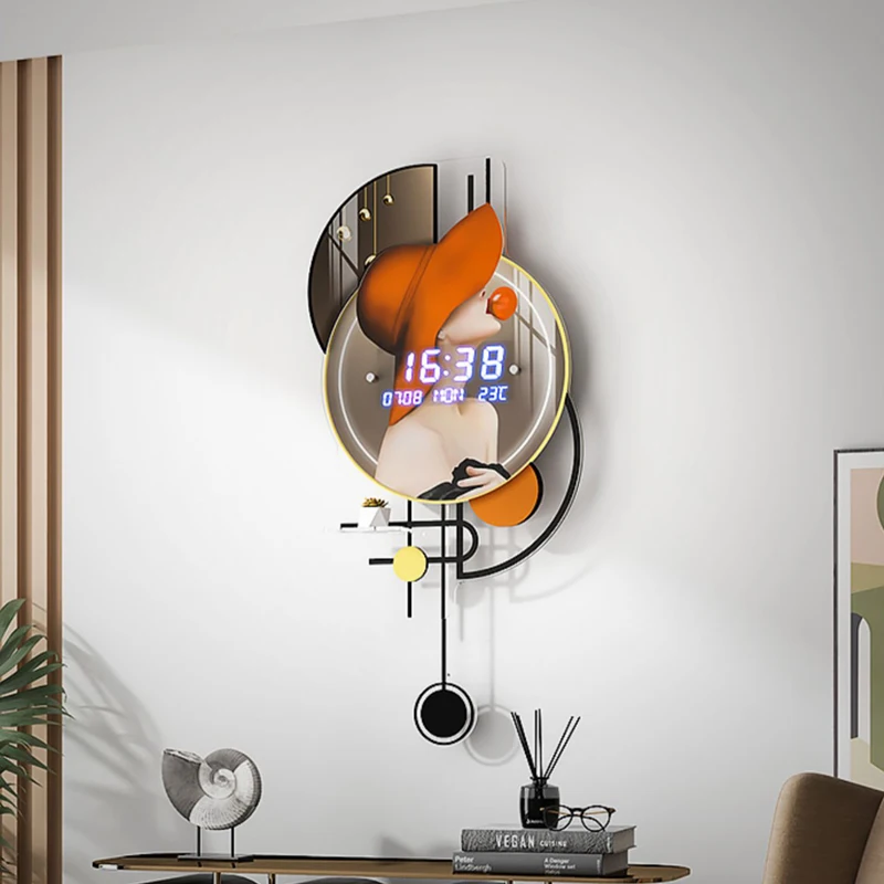 ModernLedDigitalWallClock3DLuminousMuteElectronicCreativity