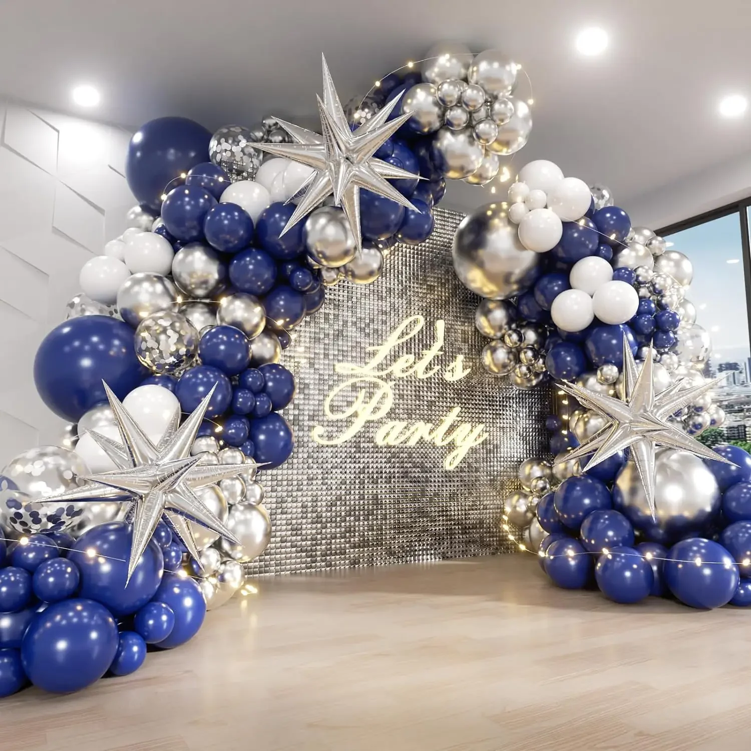 White and Gold Balloons Garland Arch Kit with Starburst Foil Balloon for Wedding Anniversary Birthday Party Decorations Supplie party arch set,wedding arch set,balloon arch kit