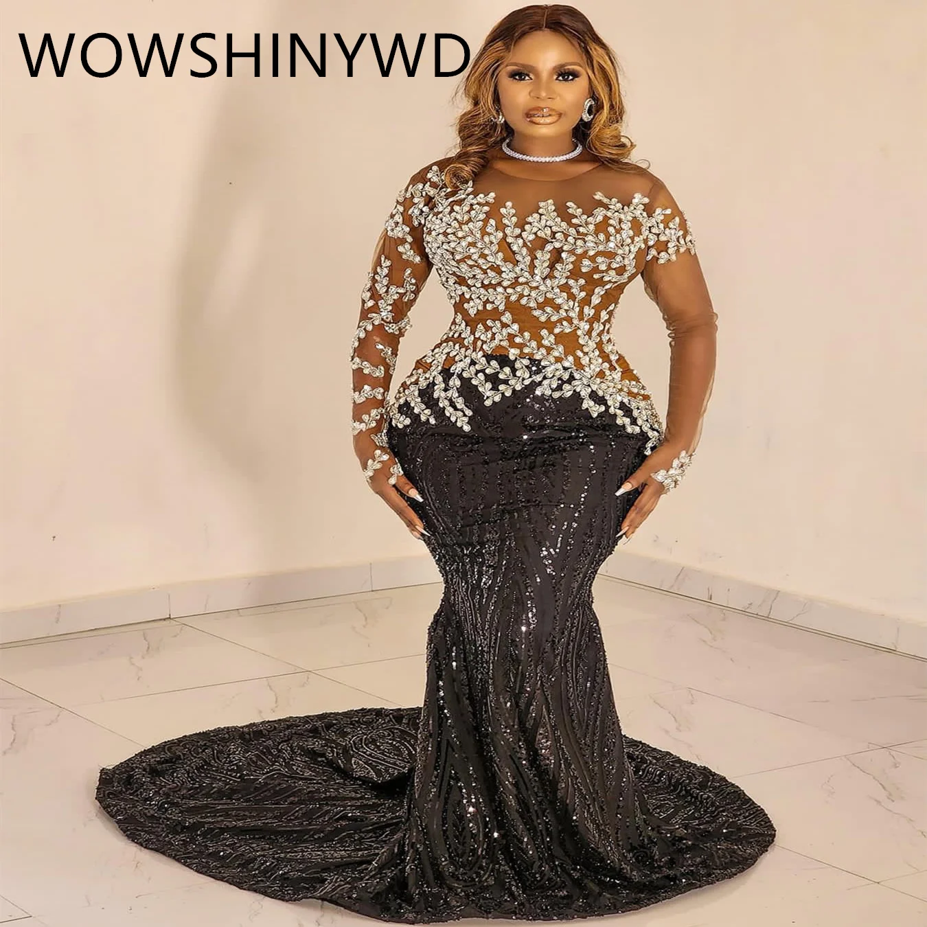 

2024 Aso Ebi Black Mermaid Prom Dresses Illusion Lace Evening Formal Party Second Engagement Birthday Gowns Dresses ZJ15667