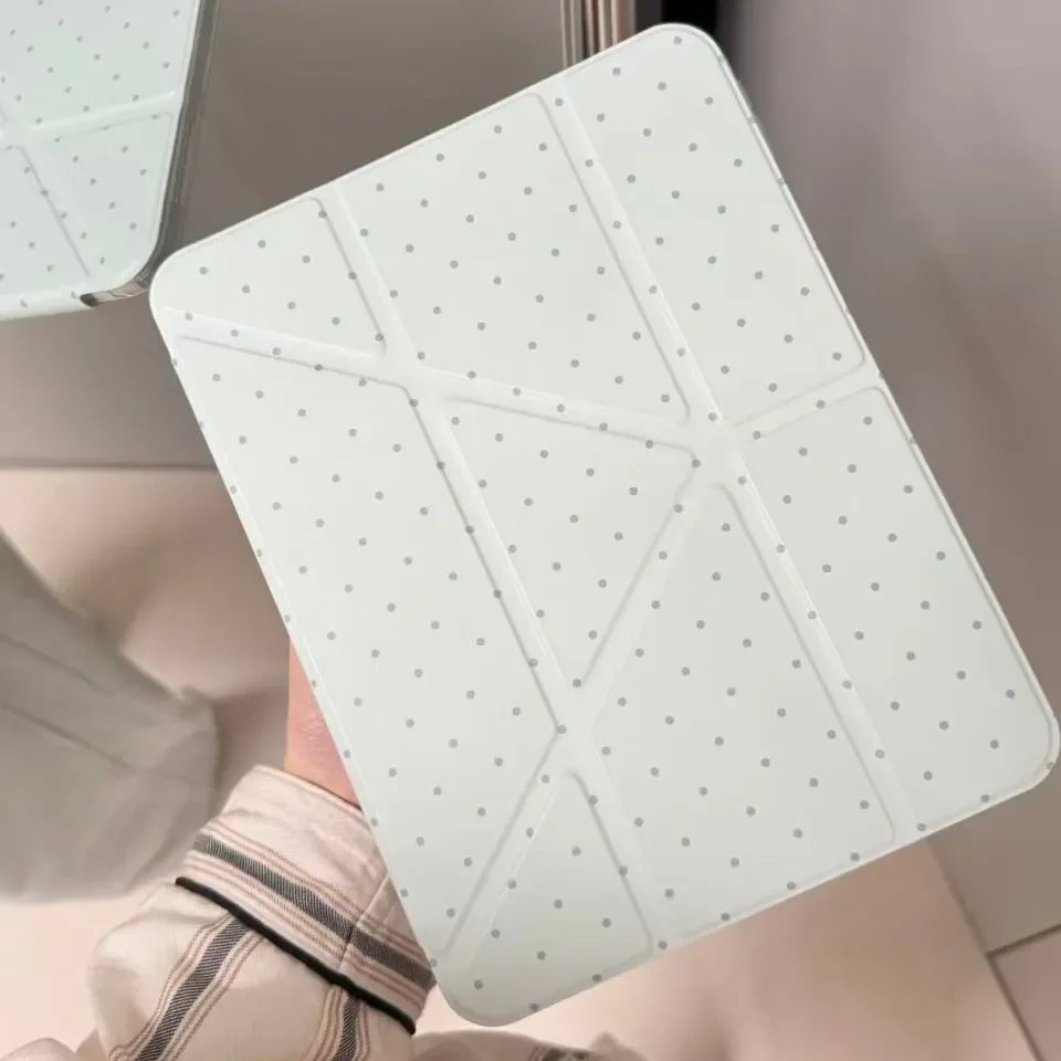 Korean Ins Green Fresh Wave Point Exquisite Versatile Y-Fold Tri-Fold Cover