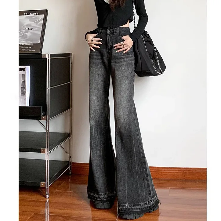 

New High-waisted Baggy Wide-leg Pants Jeans for Women High Street Casual Floor Straight-leg Pants Y2k American Retro Streetwear