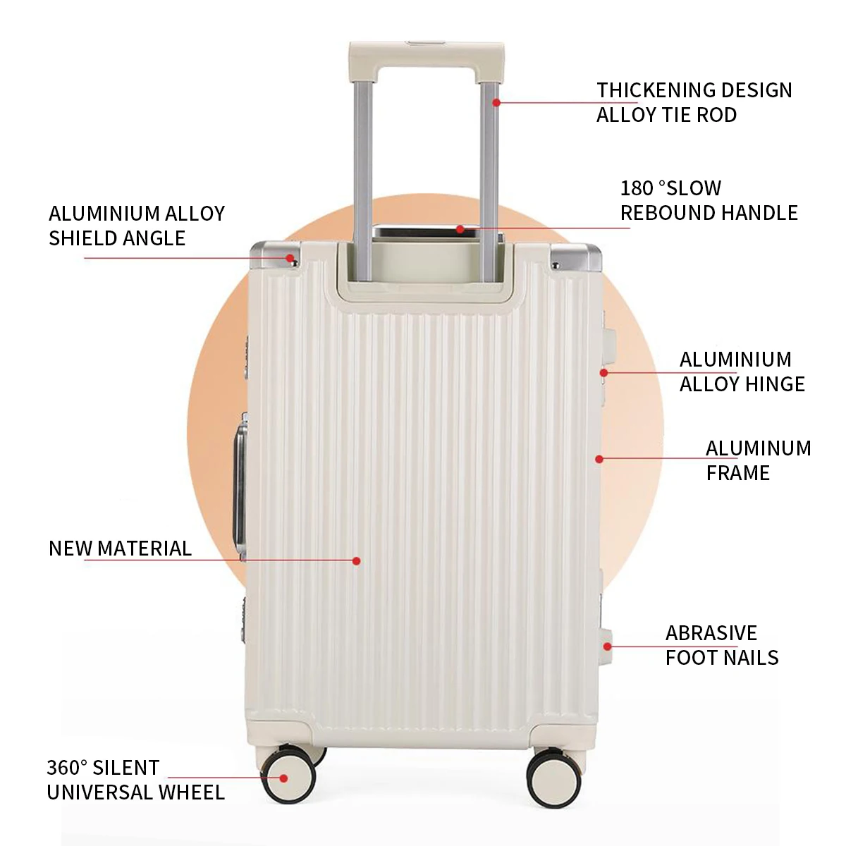 Trolley Luggage 20 24 26 28 英寸 Aluminum Frame Rolling Luggage Case Travel Suitcase on Wheels Combination Lock Carry on Luggage