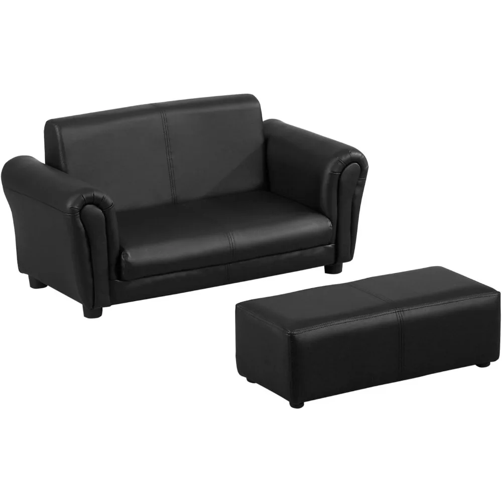 Kids Sofa with Footstool for Children, Toddler Couch for Playroom, Nursery, Living Room, Bedroom Furniture, Black 6