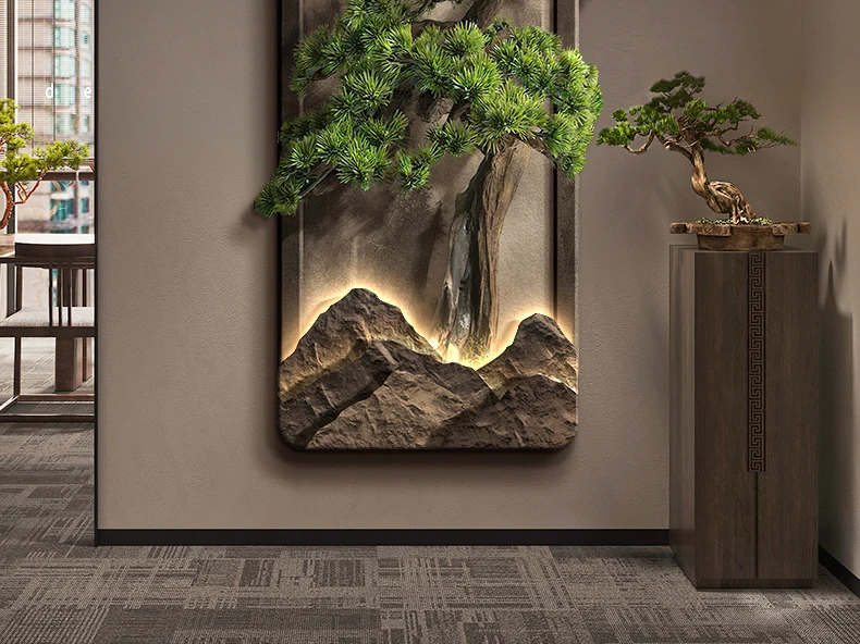 LED light Welcome Pine New Chinese Hallway Decorative Painting Corridor Hanging Painting Advanced Sense Entrance Door Mural Ligh LED light Welcome Pine New Chinese Hallway Decorative Painting Corridor Hanging Painting Advanced Sense Entrance Door Mural Ligh