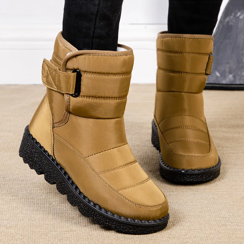 Women's Boots Low Heels Fur Boots For Winter Shoes Woman Waterproof Snow Boots Black Women Rubber Botas Mujer Winter Footwear